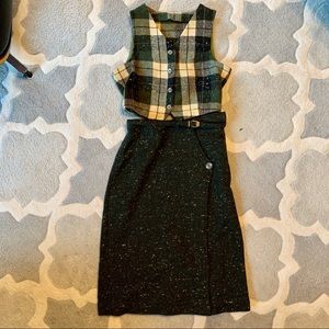 Vintage Plaid wool skirt set